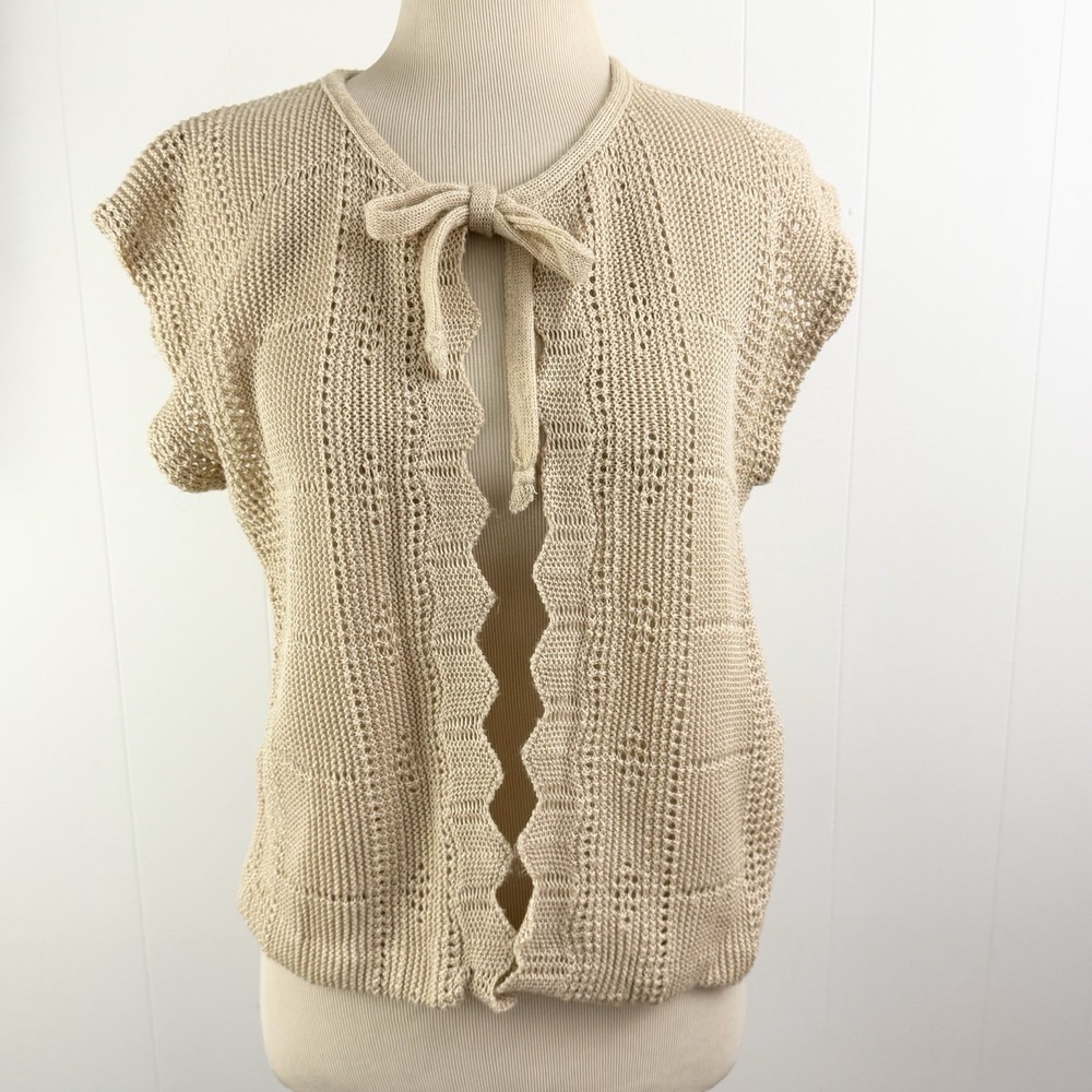 VINTAGE Ami Scallop CARDIGAN SWEATER 12 13 Bow Cottage Fairy Coquette Feminine